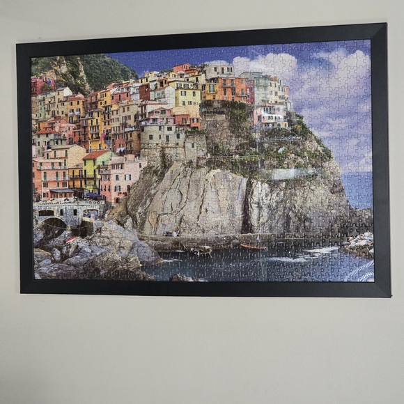 Puzzle Art - 1000-Pc Puzzle Cinque Terre Italy - Completed and Black Framed - Picture 12 of 16